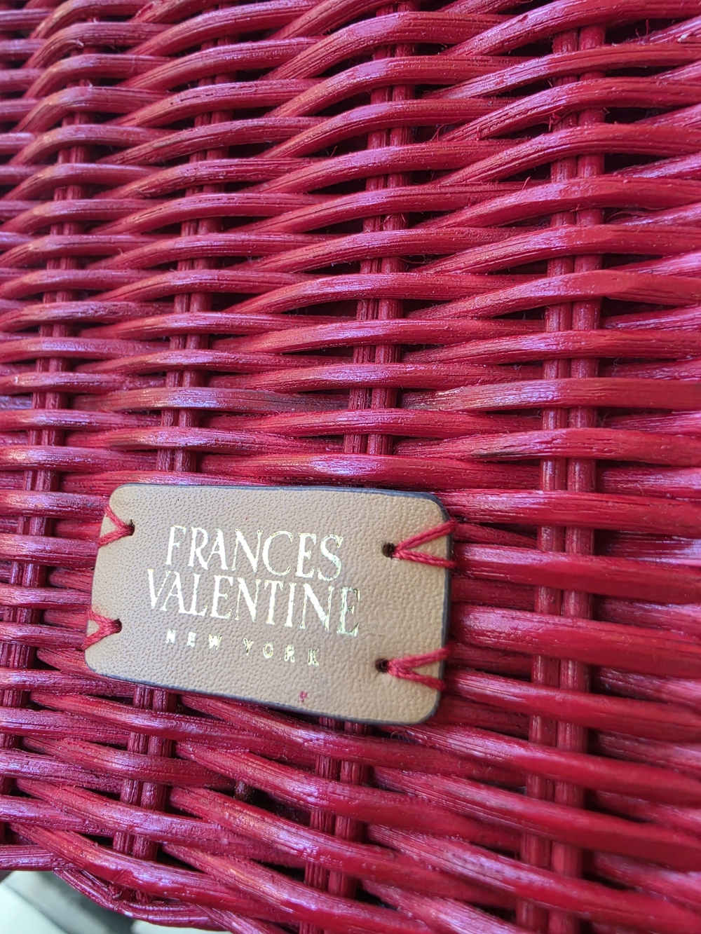Frances Valentine Red Woven Crossbody Bag with Gold Chain - Picture 4 of 10